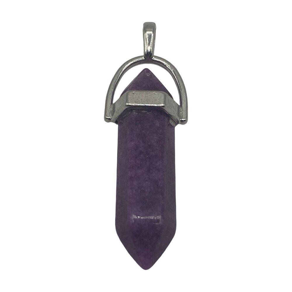 Purple Crystal Healing Pencil Pendant 1 3/4"